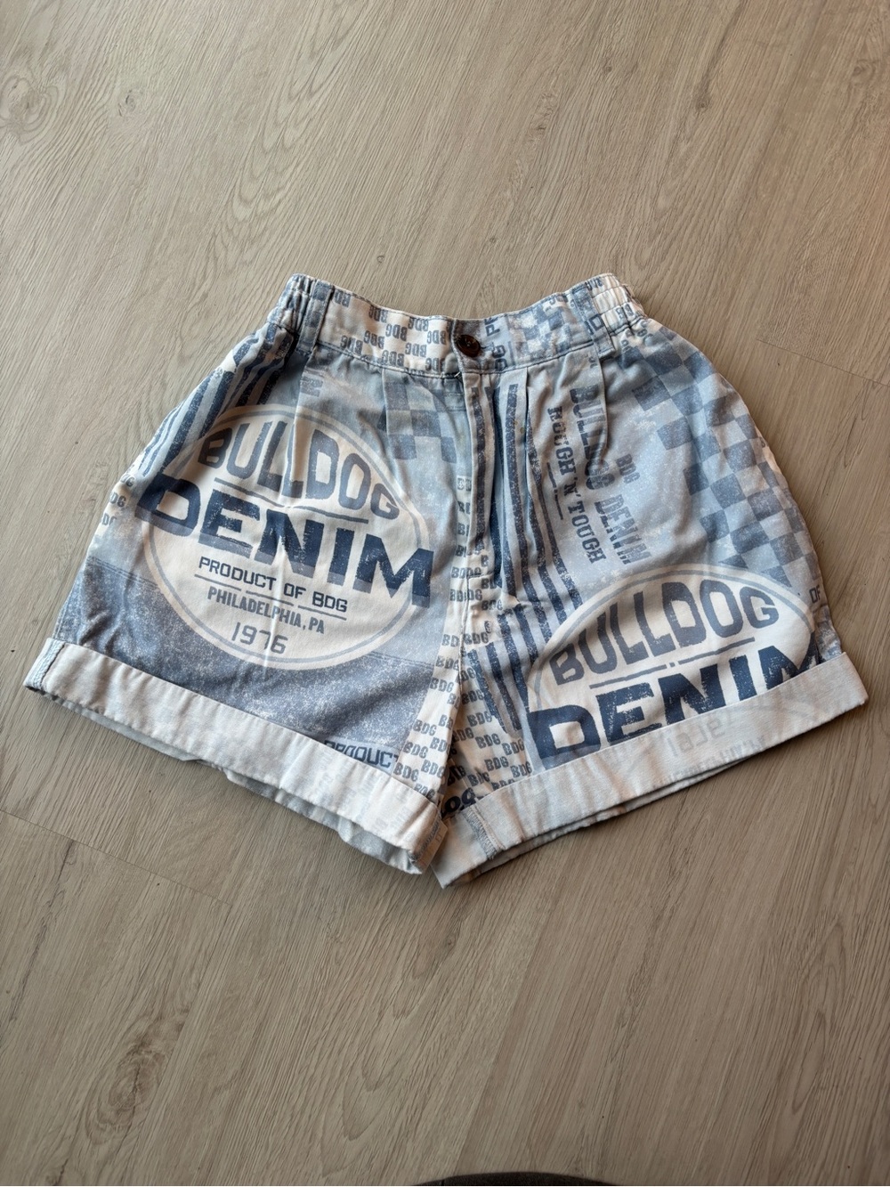 BDG Light Blue Print Paperbag Shorts